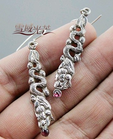 Handmade Tibetan Earrings Sterling Silver Dragon Earrings