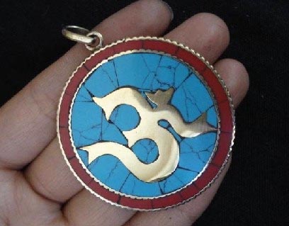 Handmade Tibetan OM Pendant Turquoise Pendant