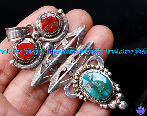 Handmade Tibetan Pendant Tibetan Sterling Silver Pendant