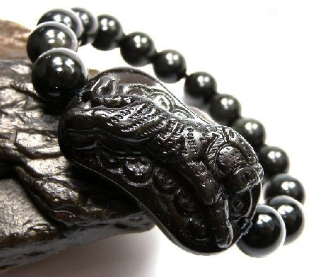 Tibetan 10MM Obsidian Tiger Wrist Malas Bracelet
