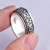 Handmade Sterling Silver Ring Tibetan OM Mantra Spinning Ring